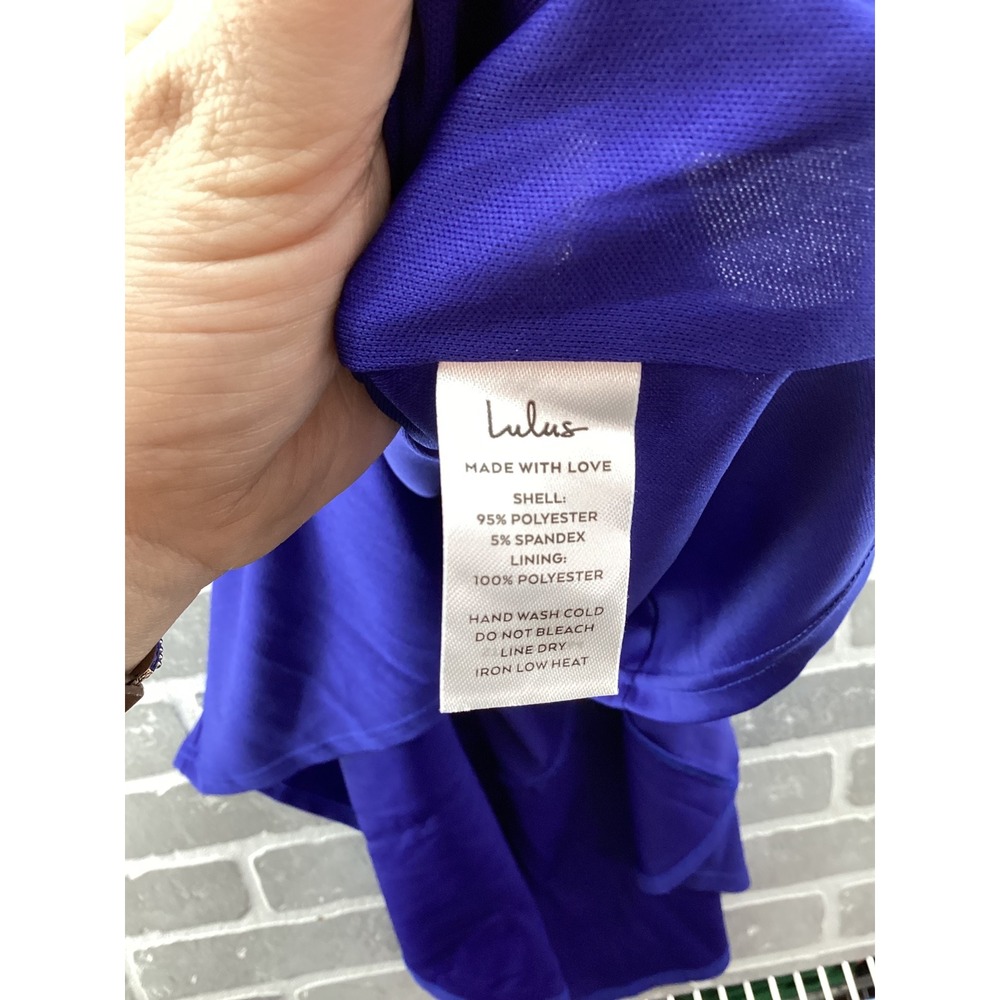 Lulus Blue Sleeveless Mermaid Midi Dress Square Neck Flounce Hem Size L NWT - Picture 4 of 6
